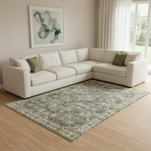 HomeRoots 4' Elegant Oriental Area Rug in Green, Brown, Beige, Yellow & Olive – Stain Resistant & Non-Skid 8' X 10' 510654