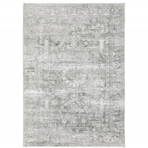 HomeRoots 4' Elegant Sage Green Oriental Area Rug - Non-Skid, Durable, Stain Resistant for Family Homes 4' X 6' 510657