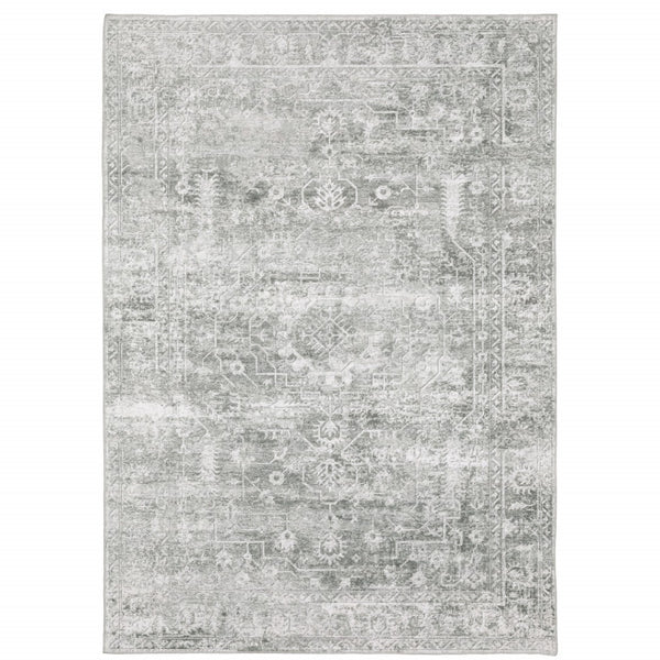 HomeRoots 4' Elegant Sage Green Oriental Area Rug - Non-Skid, Durable, Stain Resistant for Family Homes 4' X 6' 510657