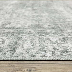HomeRoots 4' Elegant Sage Green Oriental Area Rug - Non-Skid, Durable, Stain Resistant for Family Homes 4' X 6' 510657