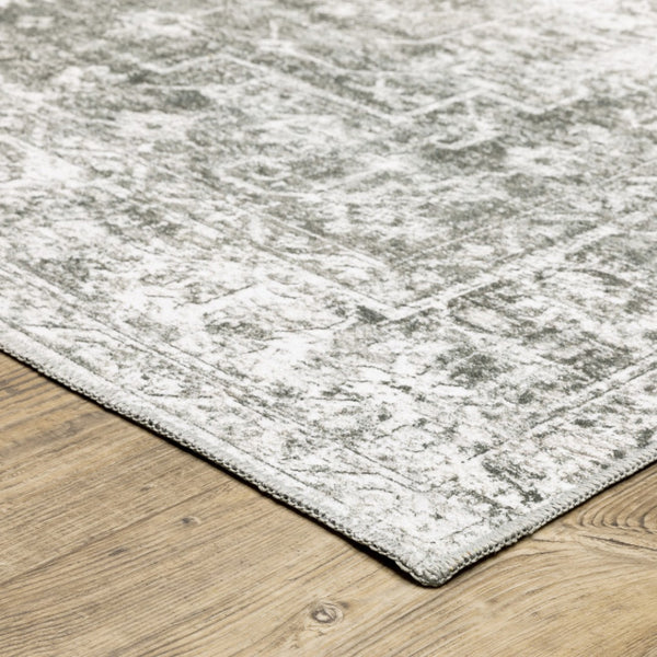 HomeRoots 4' Elegant Sage Green Oriental Area Rug - Non-Skid, Durable, Stain Resistant for Family Homes 5' X 7' 510658