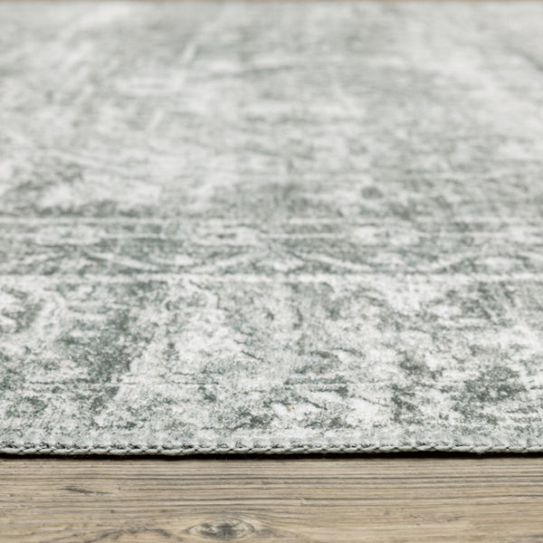 HomeRoots 4' Elegant Sage Green Oriental Area Rug - Non-Skid, Durable, Stain Resistant for Family Homes 5' X 7' 510658