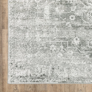 HomeRoots 4' Elegant Sage Green Oriental Area Rug - Non-Skid, Durable, Stain Resistant for Family Homes 5' X 7' 510658