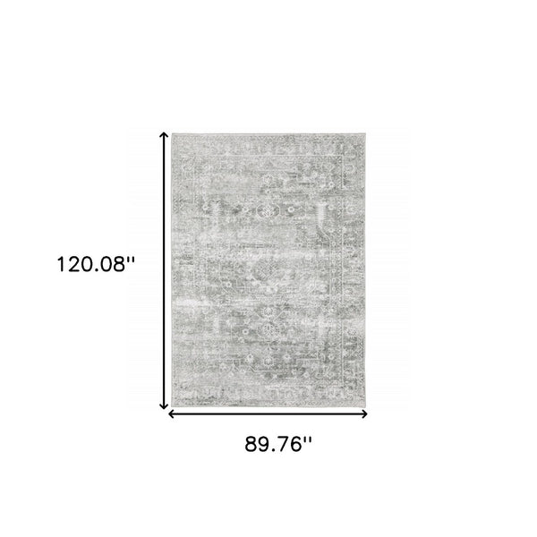 HomeRoots 4' Elegant Sage Green Oriental Area Rug - Non-Skid, Durable, Stain Resistant for Family Homes 8' X 10' 510659