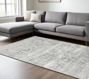 HomeRoots 4' Elegant Sage Green Oriental Area Rug - Non-Skid, Durable, Stain Resistant for Family Homes 8' X 10' 510659