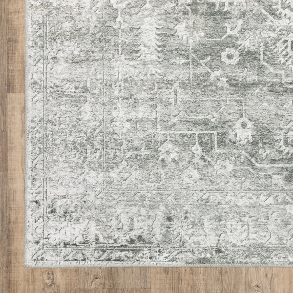 HomeRoots 4' Elegant Sage Green Oriental Area Rug - Non-Skid, Durable, Stain Resistant for Family Homes 8' X 10' 510659