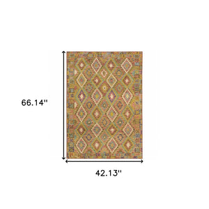 HomeRoots 4' Vibrant Southwestern Printed Area Rug with Stain-Resistant Fibers and Non-Skid Backing for Durability 4' X 6' 510662