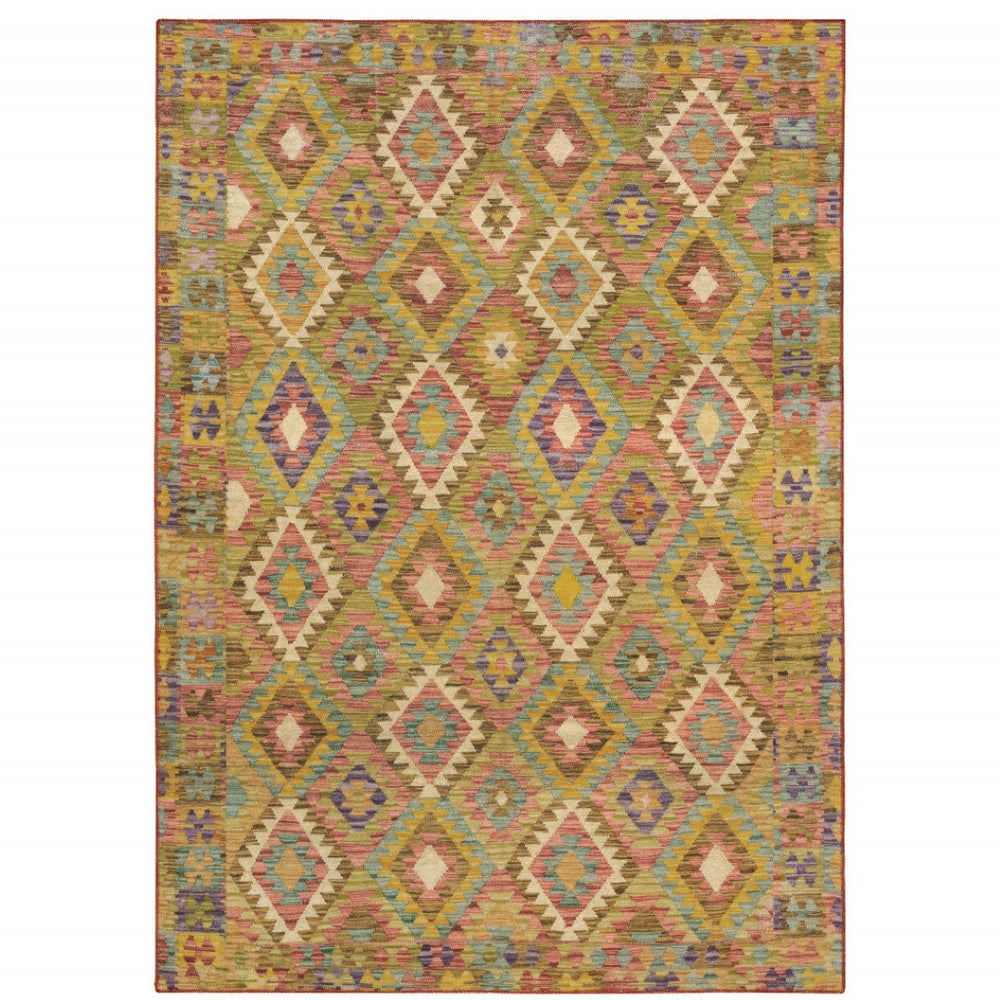 HomeRoots 4' Vibrant Southwestern Printed Area Rug with Stain-Resistant Fibers and Non-Skid Backing for Durability 8' X 10' 510664