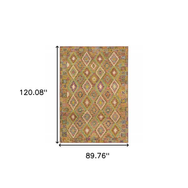 HomeRoots 4' Vibrant Southwestern Printed Area Rug with Stain-Resistant Fibers and Non-Skid Backing for Durability 8' X 10' 510664