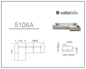 VIG Furniture Pella Modern Leather Left-Facing Sectional Chaise With Adjustable Headrests, Chrome Accents, Tray Black Sectional Sofa VGCA5106A-BLK