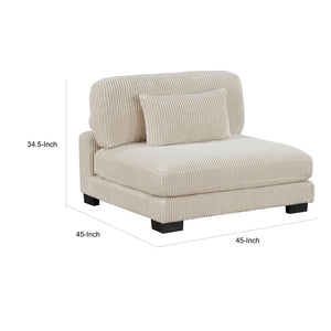 English Elm Rix Modular Armless Chair Corduroy Upholstered Channel Tufted Mid Century Sectional Seating Beige+Black B056P412615