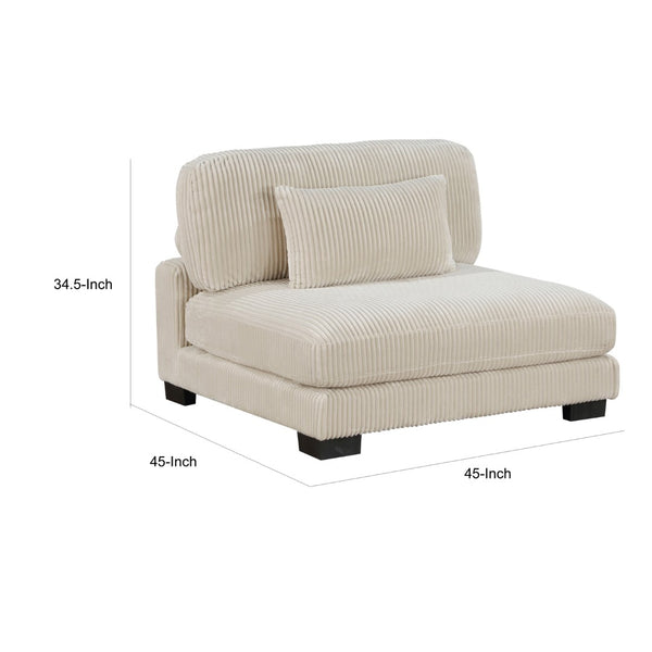 English Elm Rix Modular Armless Chair Corduroy Upholstered Channel Tufted Mid Century Sectional Seating Beige+Black B056P412615