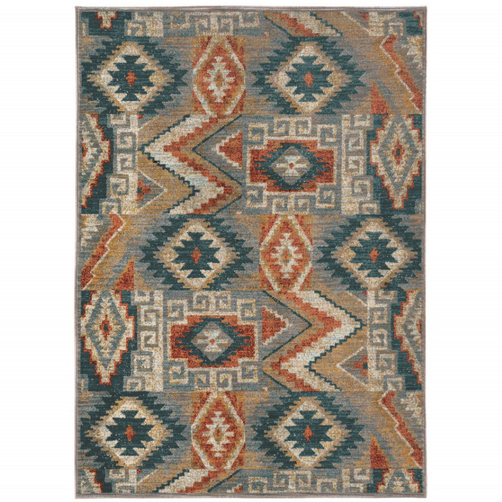 HomeRoots 4' Geometric Power Loom Area Rug – Stain-Resistant, Vibrant Multicolor Design for Modern Living Spaces 4' X 6' 510717