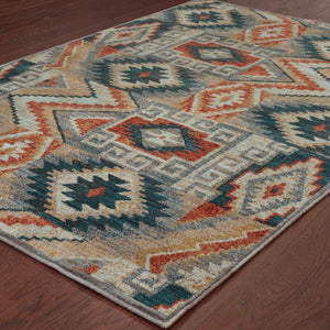 HomeRoots 4' Geometric Power Loom Area Rug – Stain-Resistant, Vibrant Multicolor Design for Modern Living Spaces 4' X 6' 510717