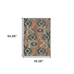 HomeRoots 4' Geometric Power Loom Area Rug – Stain-Resistant, Vibrant Multicolor Design for Modern Living Spaces 4' X 6' 510717