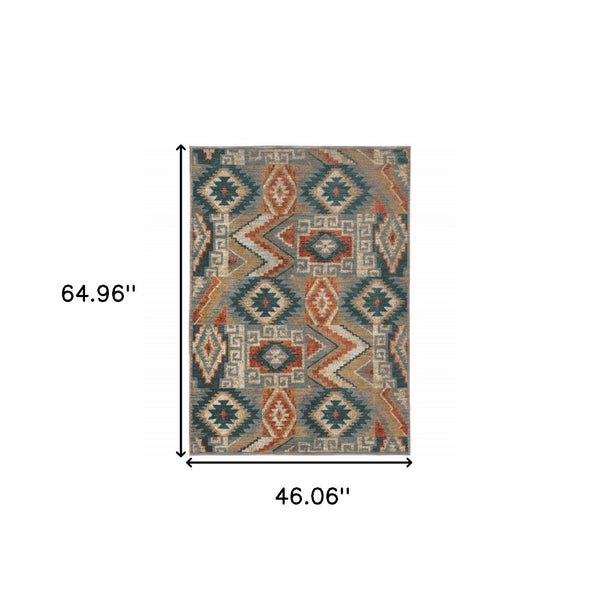 HomeRoots 4' Geometric Power Loom Area Rug – Stain-Resistant, Vibrant Multicolor Design for Modern Living Spaces 4' X 6' 510717