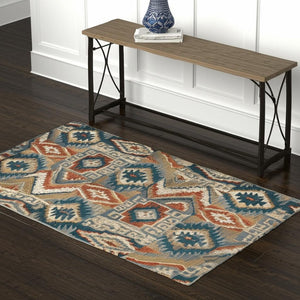 HomeRoots 4' Geometric Power Loom Area Rug – Stain-Resistant, Vibrant Multicolor Design for Modern Living Spaces 4' X 6' 510717