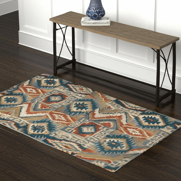 HomeRoots 4' Geometric Power Loom Area Rug – Stain-Resistant, Vibrant Multicolor Design for Modern Living Spaces 4' X 6' 510717