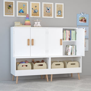 English Elm Kids Wooden Toy Chest with Rolling Drawer and Wheels, 5 cu ft Spacious MDF Storage for Playroom White 26.77 L x 18.31 W x 6.1 H W808P298018