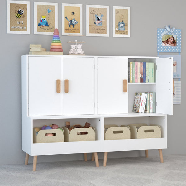 English Elm Kids Wooden Toy Chest with Rolling Drawer and Wheels, 5 cu ft Spacious MDF Storage for Playroom White 26.77 L x 18.31 W x 6.1 H W808P298018