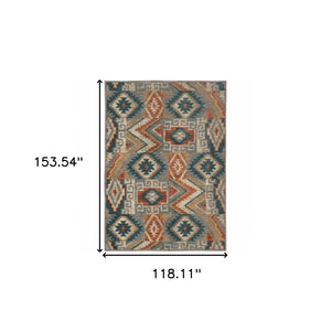 HomeRoots 4' Geometric Power Loom Area Rug – Stain-Resistant, Vibrant Multicolor Design for Modern Living Spaces 10' X 13' 510721
