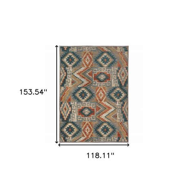 HomeRoots 4' Geometric Power Loom Area Rug – Stain-Resistant, Vibrant Multicolor Design for Modern Living Spaces 10' X 13' 510721