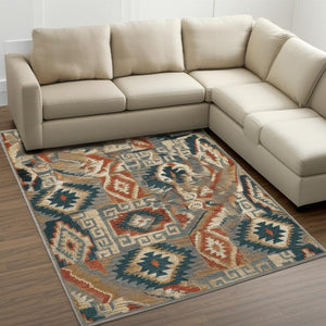 HomeRoots 4' Geometric Power Loom Area Rug – Stain-Resistant, Vibrant Multicolor Design for Modern Living Spaces 10' X 13' 510721