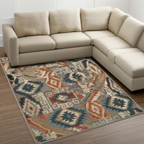 HomeRoots 4' Geometric Power Loom Area Rug – Stain-Resistant, Vibrant Multicolor Design for Modern Living Spaces 10' X 13' 510721