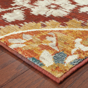 Homeroots 8' X 11' Red And Gold Oriental Power Loom Area Rug  Polypropylene Blend 510727