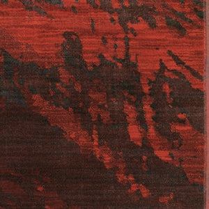 Homeroots 2' X 8' Red And Grey Abstract Power Loom Stain Resistant Runner Rug  Other Material 510737