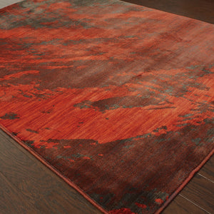 Homeroots 4' X 6' Red And Grey Abstract Power Loom Stain Resistant Area Rug  Other Material 510738