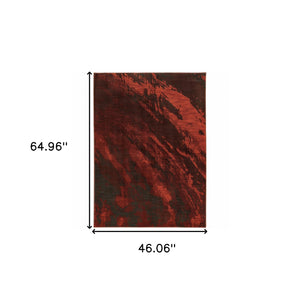 Homeroots 4' X 6' Red And Grey Abstract Power Loom Stain Resistant Area Rug  Other Material 510738