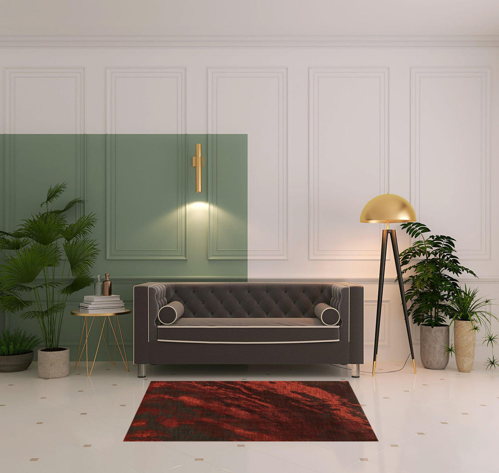 Homeroots 4' X 6' Red And Grey Abstract Power Loom Stain Resistant Area Rug  Other Material 510738