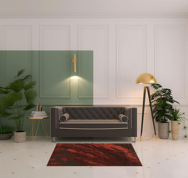 Homeroots 4' X 6' Red And Grey Abstract Power Loom Stain Resistant Area Rug  Other Material 510738