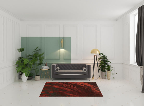 Homeroots 5' X 8' Red And Grey Abstract Power Loom Stain Resistant Area Rug  Other Material 510739