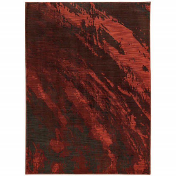 Homeroots 7' X 10' Red And Gray Abstract Power Loom Area Rug  Polypropylene Blend 510740