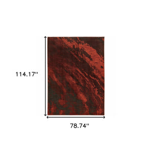 Homeroots 7' X 10' Red And Gray Abstract Power Loom Area Rug  Polypropylene Blend 510740