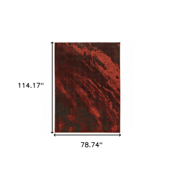 Homeroots 7' X 10' Red And Gray Abstract Power Loom Area Rug  Polypropylene Blend 510740