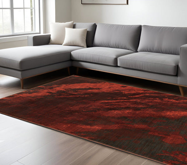 Homeroots 7' X 10' Red And Gray Abstract Power Loom Area Rug  Polypropylene Blend 510740