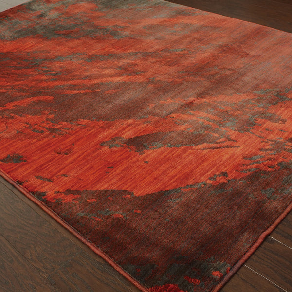 Homeroots 8' X 11' Red And Gray Abstract Power Loom Area Rug  Polypropylene Blend 510741