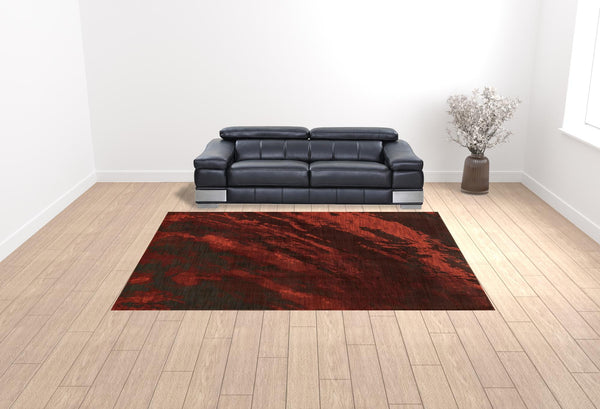 Homeroots 10' X 13' Red And Grey Abstract Power Loom Stain Resistant Area Rug  Other Material 510742