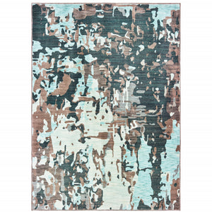 Homeroots 10' X 13' Grey And Blue Abstract Power Loom Stain Resistant Area Rug  Other Material 510749