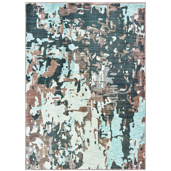 Homeroots 10' X 13' Grey And Blue Abstract Power Loom Stain Resistant Area Rug  Other Material 510749