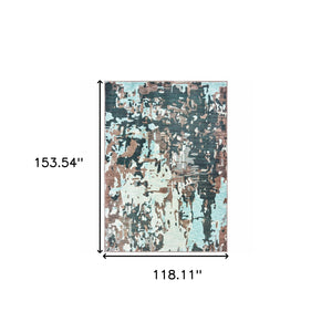 Homeroots 10' X 13' Grey And Blue Abstract Power Loom Stain Resistant Area Rug  Other Material 510749