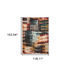 HomeRoots 10' Blue and Orange Abstract Power Loom Area Rug - Modern, Durable, Stain-Resistant for Any Space 10' X 13' 510760
