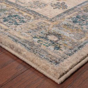 Homeroots 8' X 11' Ivory And Blue Oriental Power Loom Area Rug  Polypropylene Blend 510767