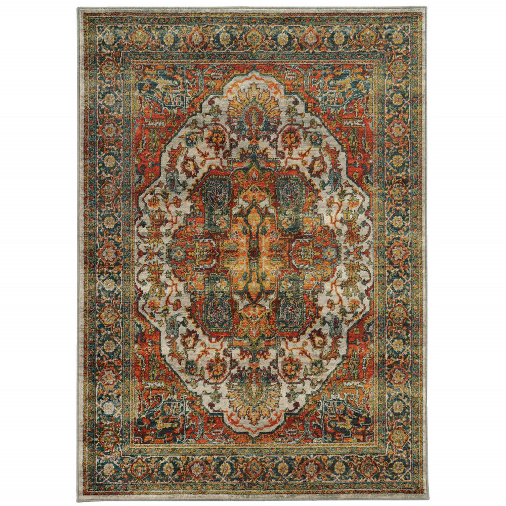 Homeroots 8' X 11' Red And Gold Oriental Power Loom Area Rug  Polypropylene Blend 510779