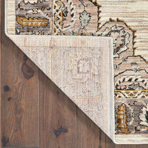 HomeRoots 10' Elegant Oriental-Inspired Area Rug in Ivory, Gold, Grey, and Blue – Stain Resistant Design for Homes 10' X 13' 510787