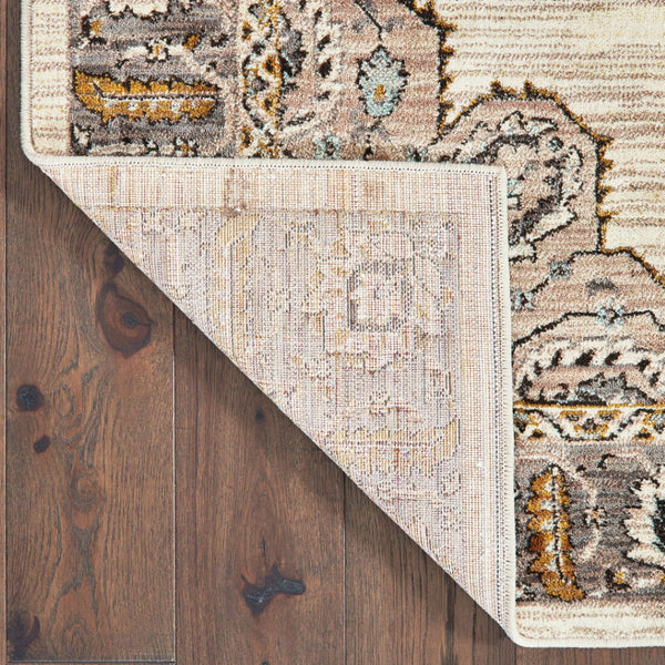HomeRoots 10' Elegant Oriental-Inspired Area Rug in Ivory, Gold, Grey, and Blue – Stain Resistant Design for Homes 10' X 13' 510787
