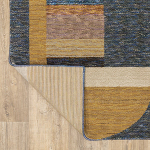 HomeRoots 10' Stylish Geometric Blue and Beige Area Rug – Power Loomed, Stain-Resistant, Perfect for Any Room 10' X 13' 510789